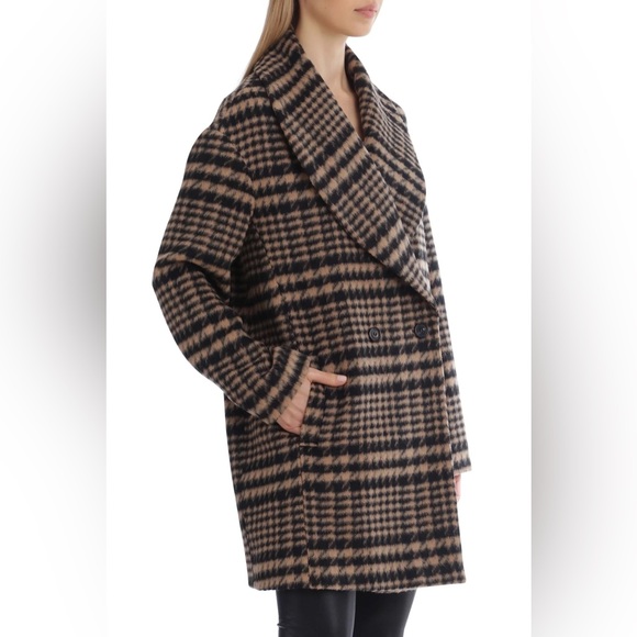 AVEC LES FILLES HOUNDSTOOTH PLAID OVERSIZED PEACOAT - Picture 11 of 13